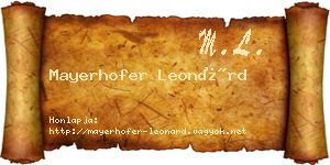 Mayerhofer Leonárd névjegykártya